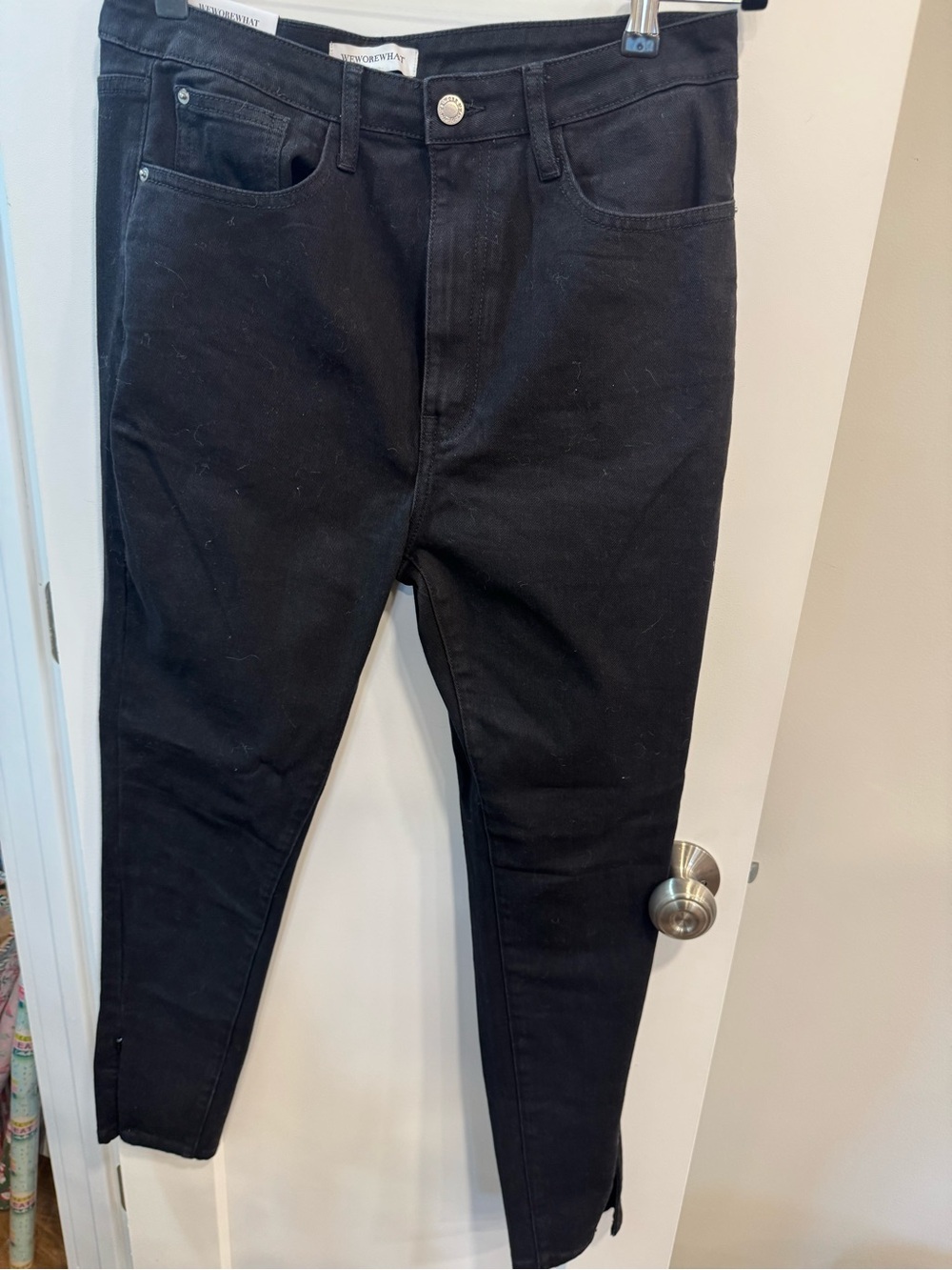 WeWoreWhat Black High Rise Skinny Zip Jeans size 32 NWT